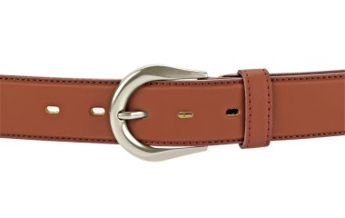 Brown leather belt isolated on white clipart
