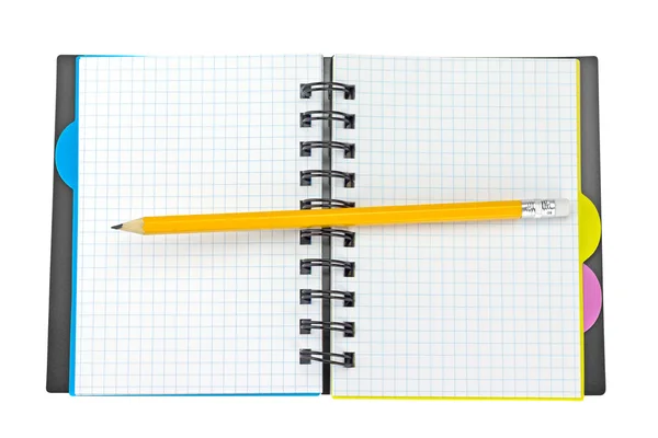 Apre blocco note e penna . — Foto Stock