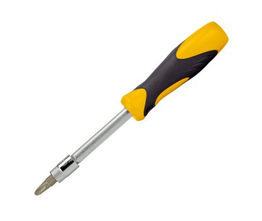 White and yellow screwdriver. clipart