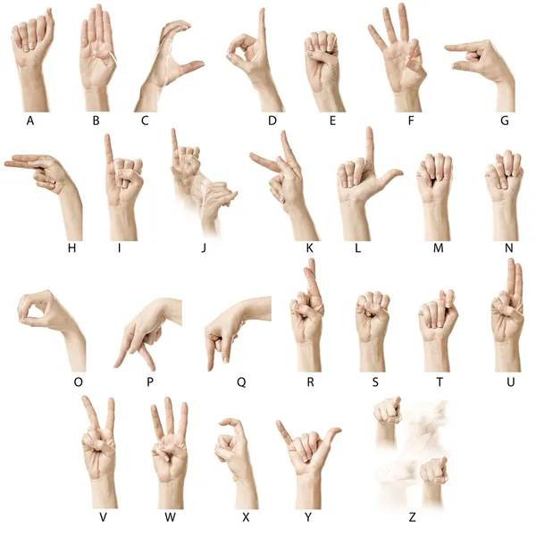 stock image ASL Alphabet with labels