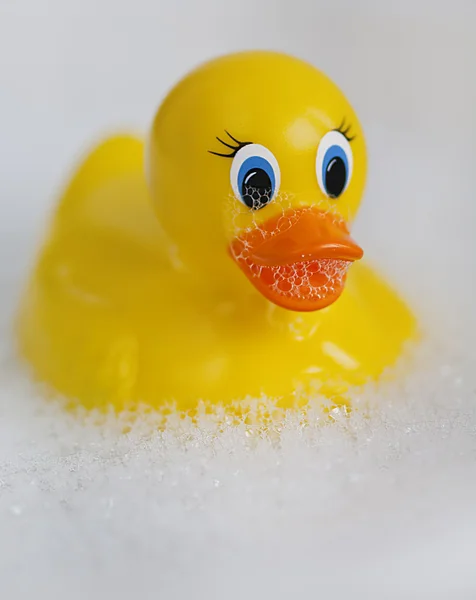 Bathtime rubber ducky and bubble fun! — Stock Photo, Image