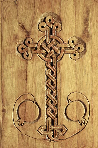 stock image Cross carving in wood