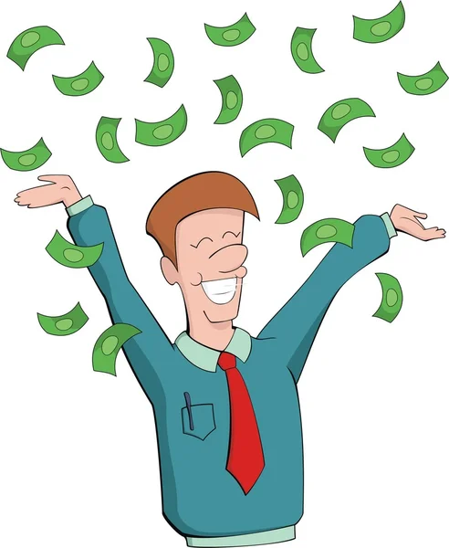 Mann freut sich über Geld — Stockvektor
