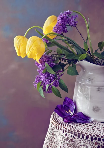 stock image Lilac and Tulip Still life