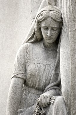 Cemetery Statue of Mourning Woman clipart