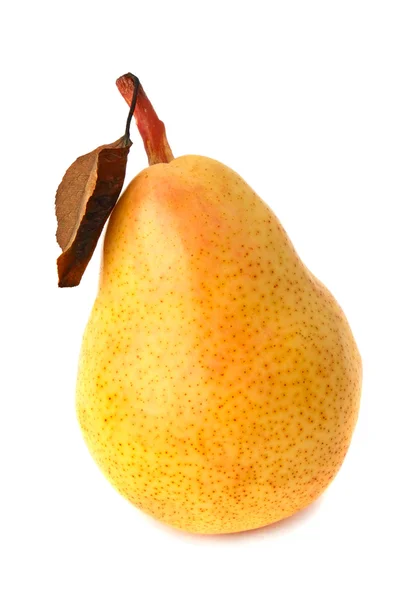 stock image Yellow ripe pear on white background