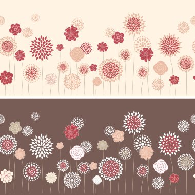 Line seamless with round flowers clipart