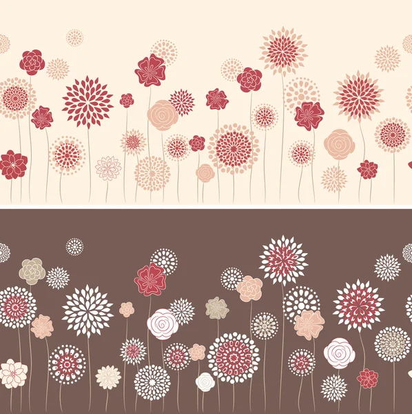Línea sin costuras con flores redondas — Archivo Imágenes Vectoriales