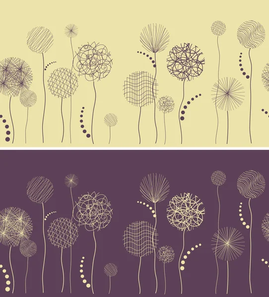 Línea sin costuras con flores fantásticas — Archivo Imágenes Vectoriales