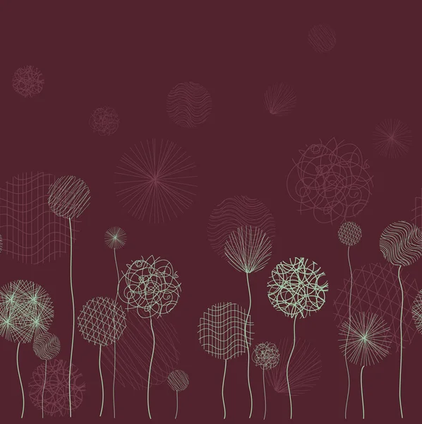 Ligne transparente avec des fleurs fantastiques — Image vectorielle