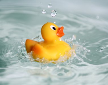 Rubber toy duck in water clipart