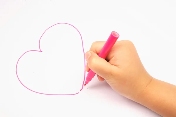 Drawing a red heart — Stock Photo, Image