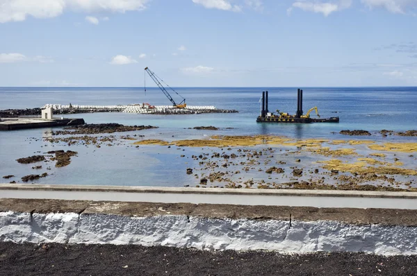 Construção de cais, Lages do Pico, Açores — Fotografia de Stock