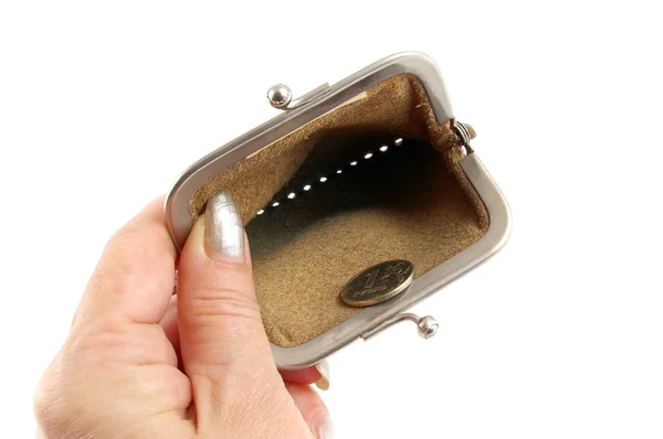 钱包和手里的一个卢布 — 图库照片