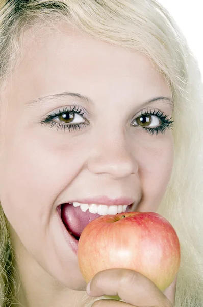 stock image Girl bites an apple