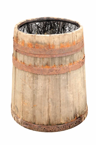 Geïsoleerde oude houten vat voor water — Stockfoto