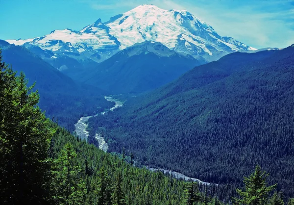 Mt Rainier and the White River — Stock Photo, Image