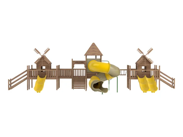 Drewniany plac zabaw — Zdjęcie stockowe