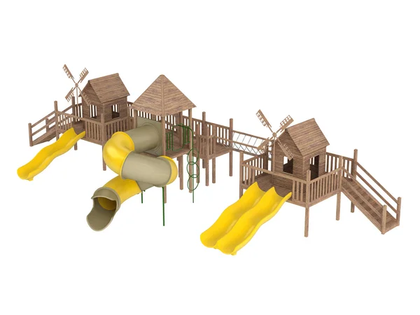 Parque infantil de madeira — Fotografia de Stock