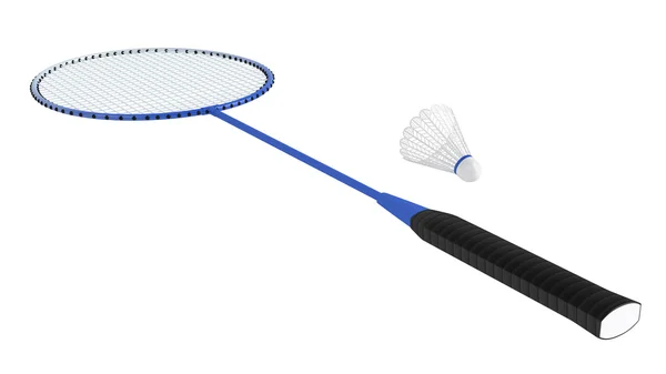 stock image Badminton racquet with shuttlecock