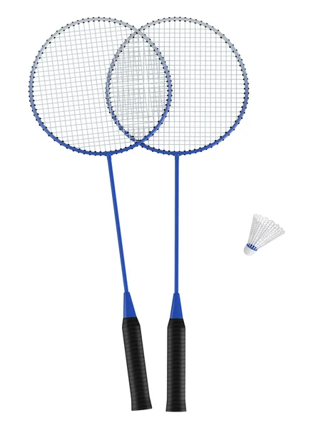 stock image Two badminton racquets with shuttlecock