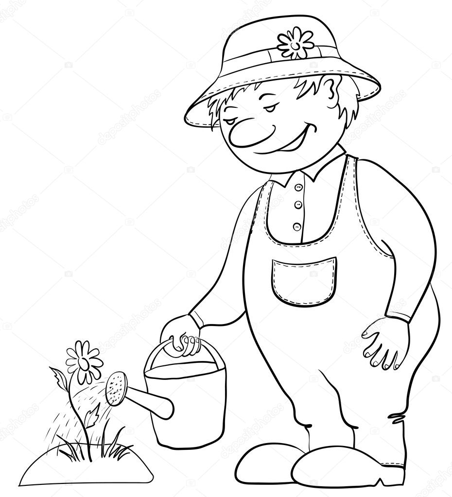 Watering Can Garden Coloring Page Sketch Coloring Page