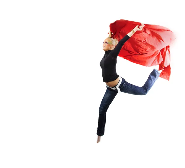 Jumping with the red — Stock Photo, Image