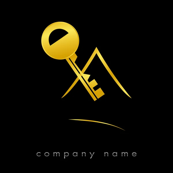 Logotype för fastigheter i guld — Stock vektor