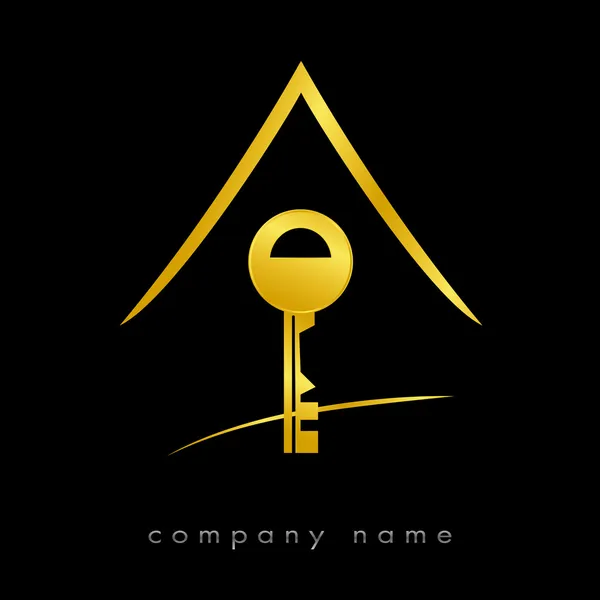 Logotipo inmobiliario en oro — Vector de stock