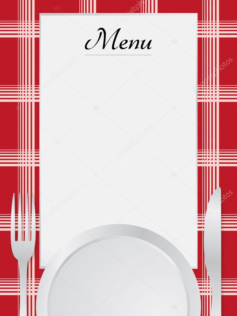 Menu napkin red and table set