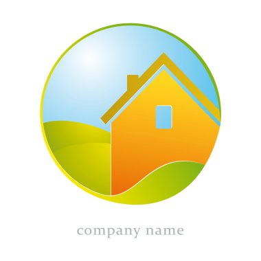 House and leaf symbol clipart