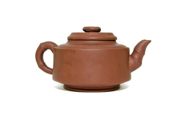 Kettle brown clay on a white background. — Stock Photo, Image