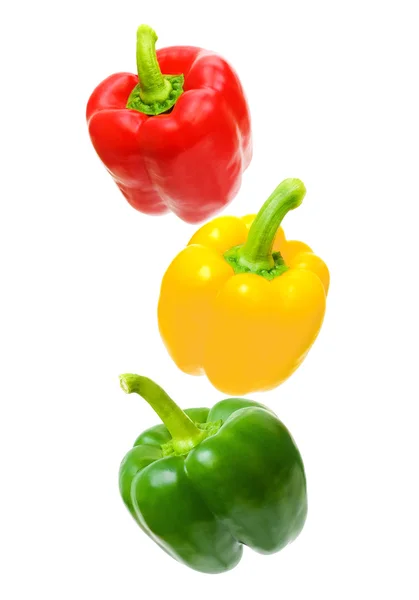 Red, yellow, green - pepper arranged in order of traffic lights. — Stock Photo, Image