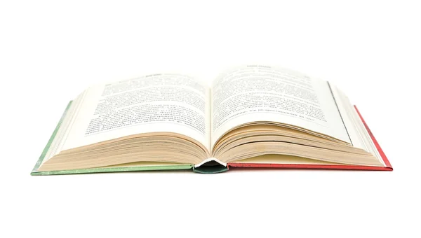 Abrir livro close-up isolado em um fundo branco — Fotografia de Stock