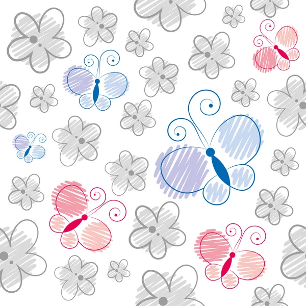 Tecknade fjärilar mönster — Stock vektor