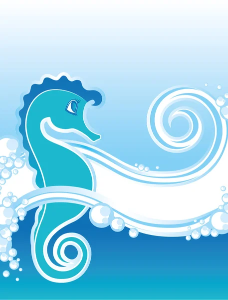 Blaues Seepferdchen — Stockvektor