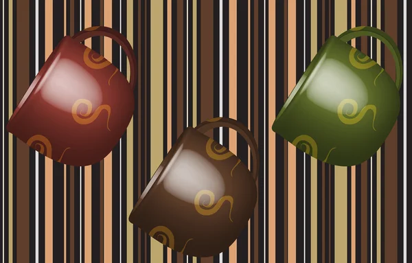 Café bordure tasse sur rayures — Image vectorielle