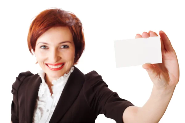 İş kadınları kartvizit tutuyor — Stok fotoğraf