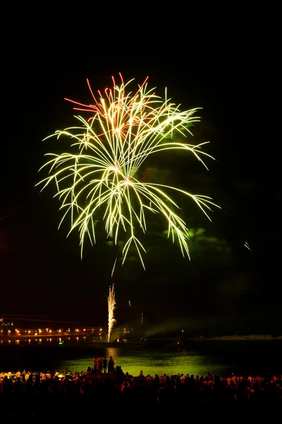 Buntes Feuerwerk am Nachthimmel — Stockfoto