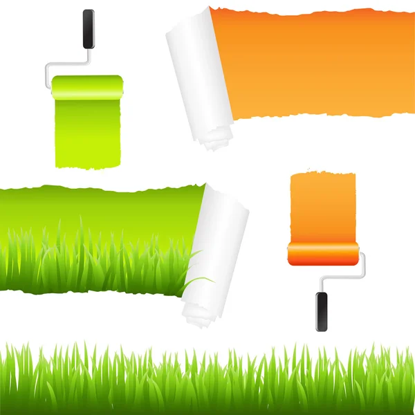 Gräs och papper element — Stock vektor