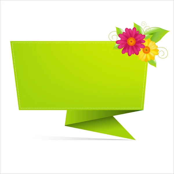 Origami-Papier mit Blatt und Blume — Stockvektor