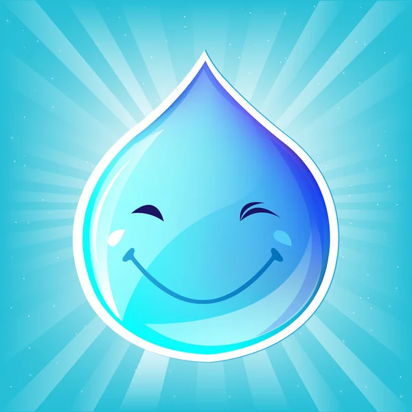 Uśmiechający się kroplę wody i sunburst — Wektor stockowy