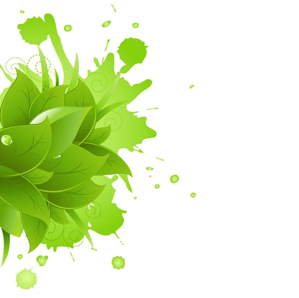 Зелений незахищену фішку і листя з трави — стоковий вектор