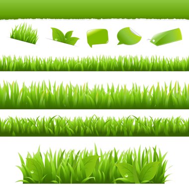 Green Grass And Leafs Set clipart