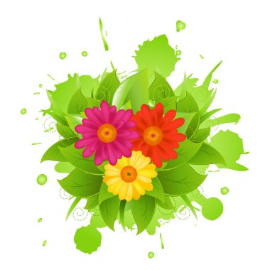 Abstract Flowers And Blot clipart