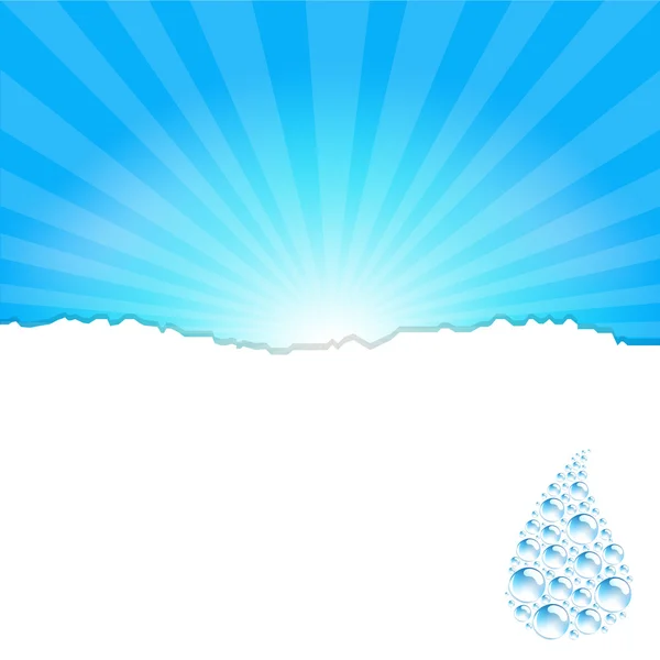 Sanburst fond avec goutte d'eau — Image vectorielle