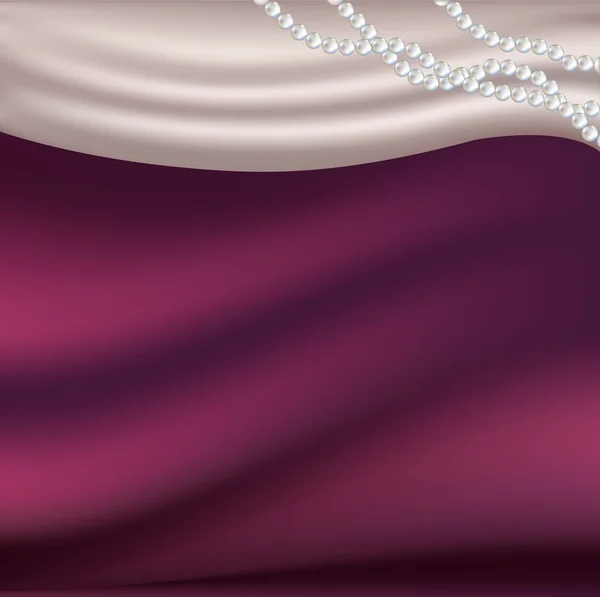 Collier de perles sur tissu de soie — Image vectorielle