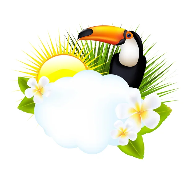 Tropiska illustrationen med toucan — Stock vektor