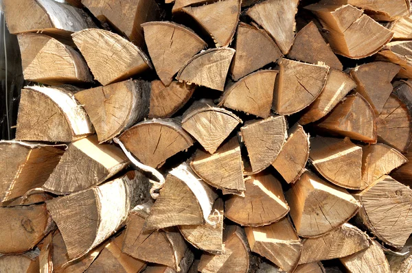 Le bois de feu se trouve dans une pile de bois — Photo