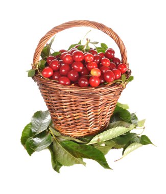 Basket with a red cherry clipart